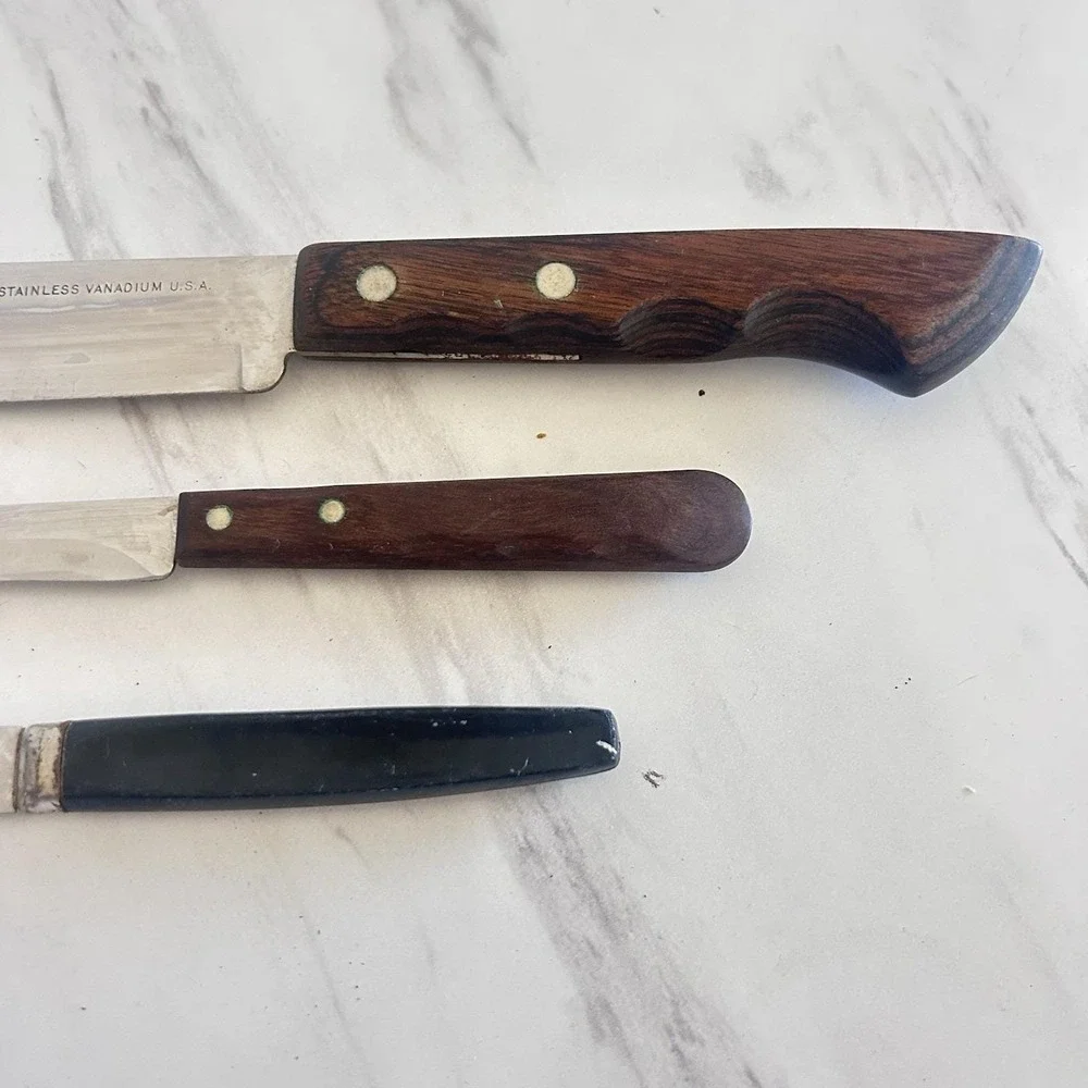 Vintage Lot Ecko Flint Knife USA Regent Sheffield Steak Knife Lot of 3‎ Knives A